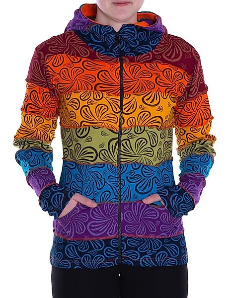 Vishes Kapuzensweatjacke Patchwork Regenbogen-Jacke mit Zipfelkapuze günstig online kaufen