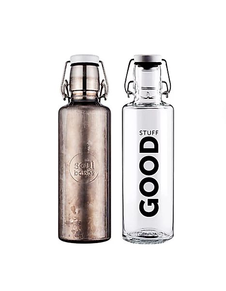 Set: Klare Kante „Good Stuff" & „Industrial" 0,6 l • Trinkflaschen Aus Glas günstig online kaufen
