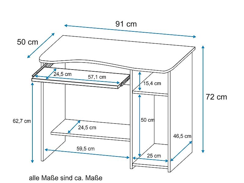 VOGL Möbelfabrik Schreibtisch Sam, mit Tastaturauszug & Towerfach, geschwun günstig online kaufen