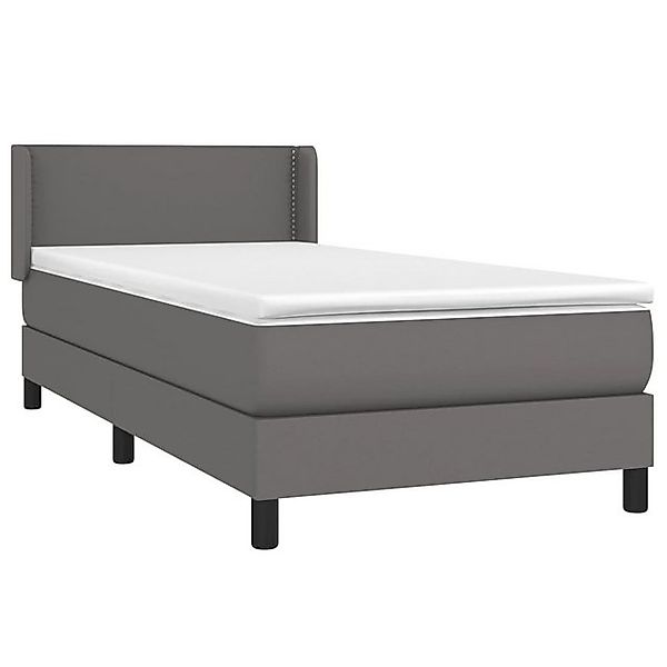 vidaXL Boxspringbett, Boxbett mit Matratze Grau 80x200 cm Kunstleder günstig online kaufen