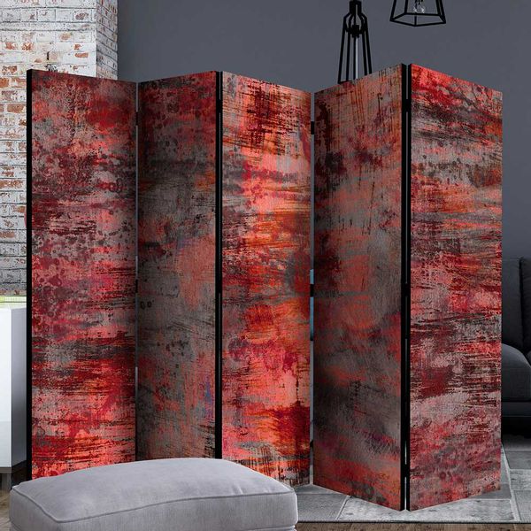 Leinwand Paravent in Rot - Grau 3 oder 5 Elemente breit günstig online kaufen