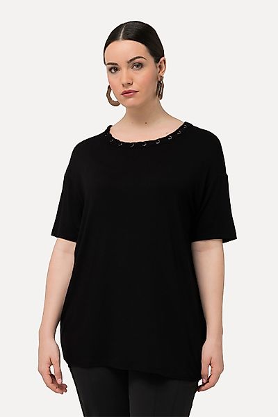 Ulla Popken T-Shirt T-Shirt Ösen Zierband günstig online kaufen