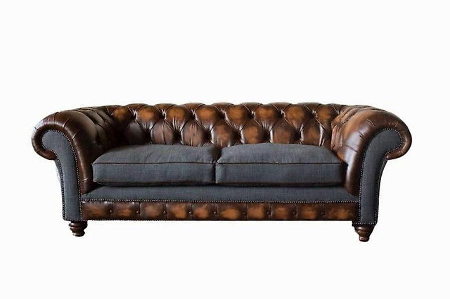 JVmoebel Chesterfield-Sofa 3-SITZIGES CHESTERFIELD-SOFA AUS BRAUNEM LEDER U günstig online kaufen