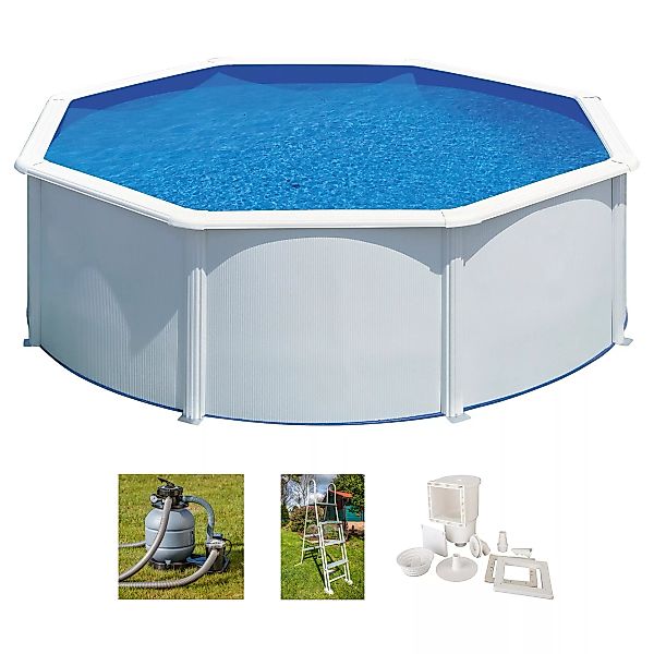 Gre Stahlwand-Pool Fidji Ø 350 cm x 120 cm Rund Weiß günstig online kaufen