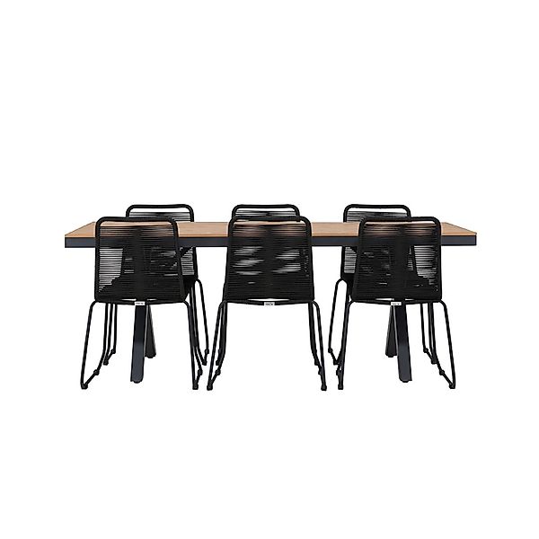 ebuy24 GarciaLindos1 Gartenset 1 Esstisch 6 Stühle Schwarz Tisch cm H74xB10 günstig online kaufen