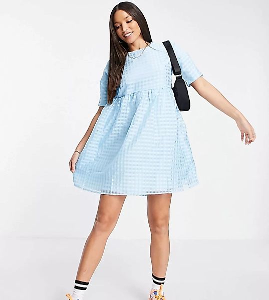 Urban Threads Tall – Oversize-Hängerkleid mit Vichy-Karos in Blau günstig online kaufen