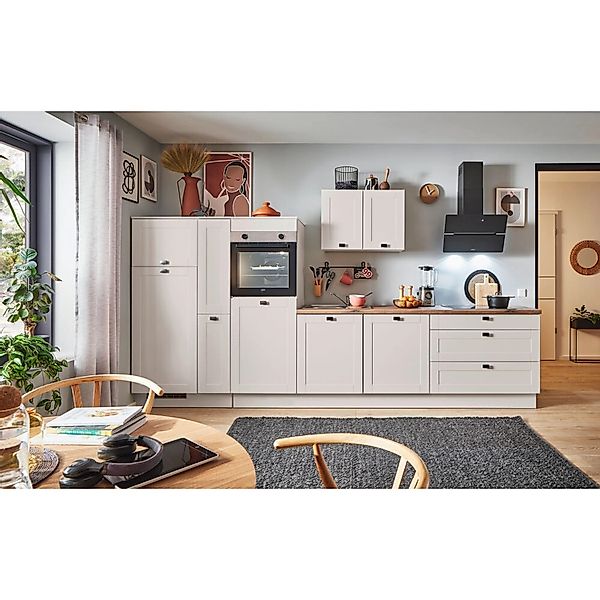 pino Küchenzeile 360cm Kaschmirgrau Matt Anschlag L 1 Geräte-, 1Apothekersc günstig online kaufen