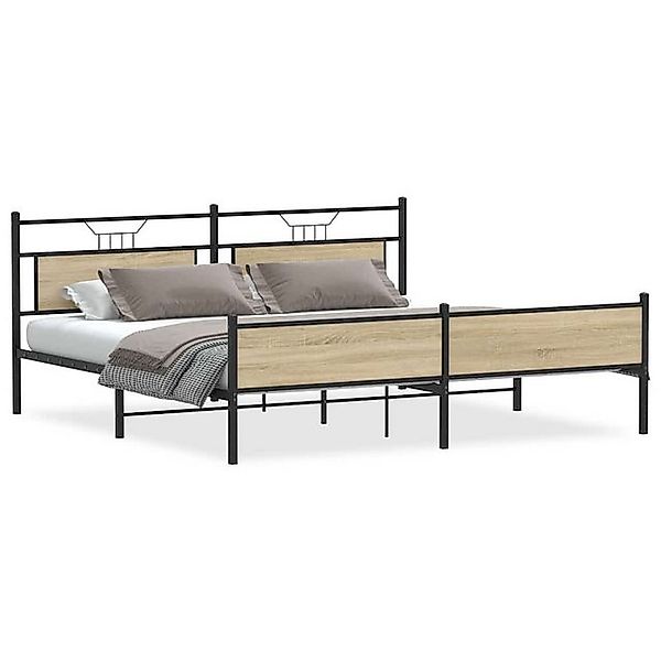 vidaXL Bett, Metallbett ohne Matratze Sonoma-Eiche 193x203 cm günstig online kaufen