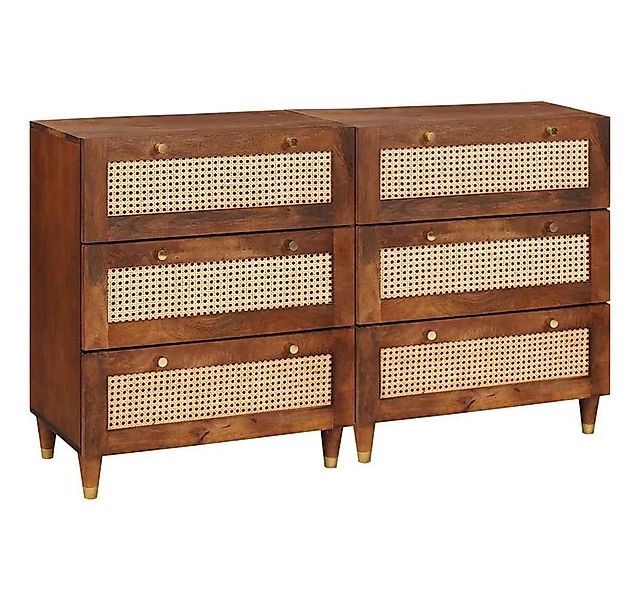 vidaXL Fächerschrank Sideboard-Set 2 pcs Braun 60 x 33.5 x 75 cm Massivholz günstig online kaufen