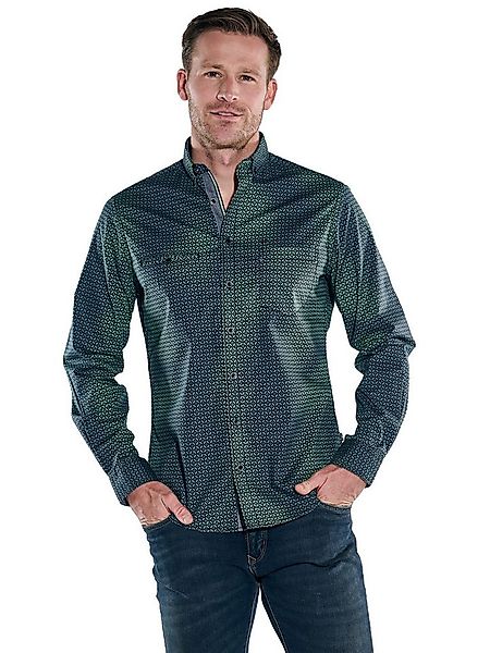 Engbers Langarmhemd Herren Langarm-Hemd gemustert, Gruen günstig online kaufen