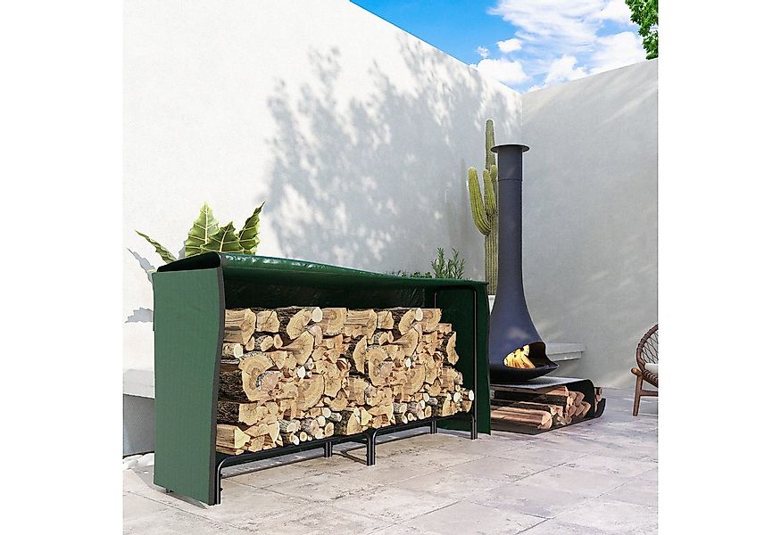 Outsunny Kaminholzregal mit Wasserabweisend Abdeckung, Verstellbar, BxTxH:2 günstig online kaufen