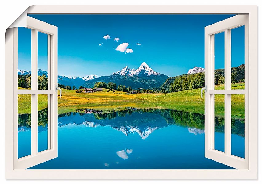 Artland Wandbild "Fensterblick Alpen und Bergsee" Berge 1 Stk. tlg. als Lei günstig online kaufen