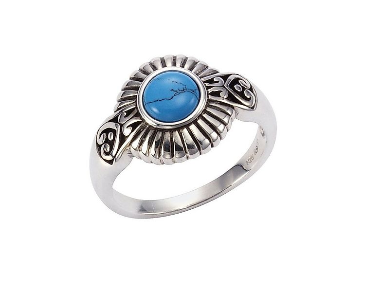 Zeeme Fingerring Silber 925 oxidiert mit Türkis 6mm günstig online kaufen