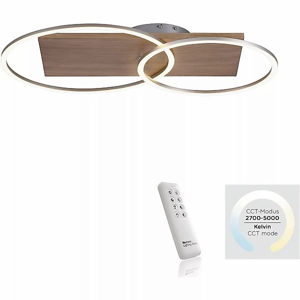 Paul Neuhaus LED-Deckenleuchte Palma Holzdekor 70 x 56 cm günstig online kaufen