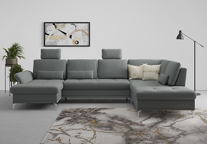 Home affaire Wohnlandschaft "Palm Beach U-Form" Federkern, mit Sitztiefenve günstig online kaufen