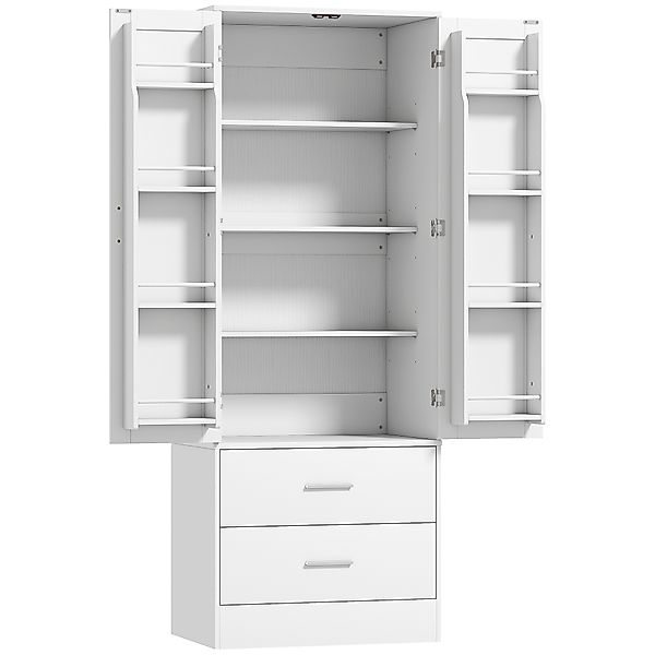 HOMCOM Küchenschrank Buffetschrank mit 2 Türen, 8 Türregalen, 2 Schubladen günstig online kaufen