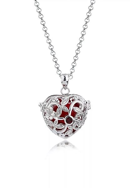 Nenalina Kette mit Anhänger "Herz Klangkugel Granat Ornament 925 Silber" günstig online kaufen
