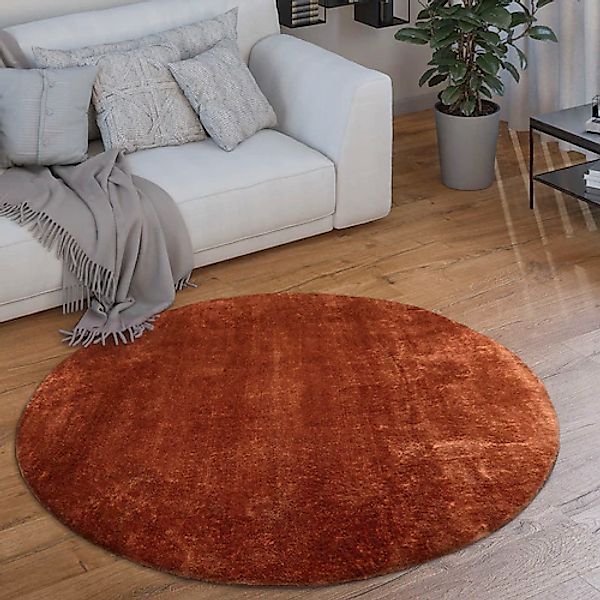 Paco Home Teppich »Cadiz 630«, rund, 14 mm Höhe, Kurzflor, Uni-Farben, beso günstig online kaufen