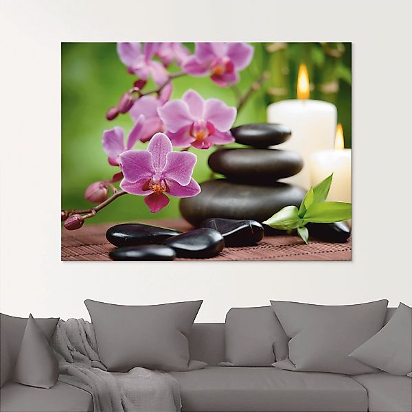 Artland Glasbild »Zen Basaltsteine und Bambus auf Holz«, Zen, (1 St.), in v günstig online kaufen