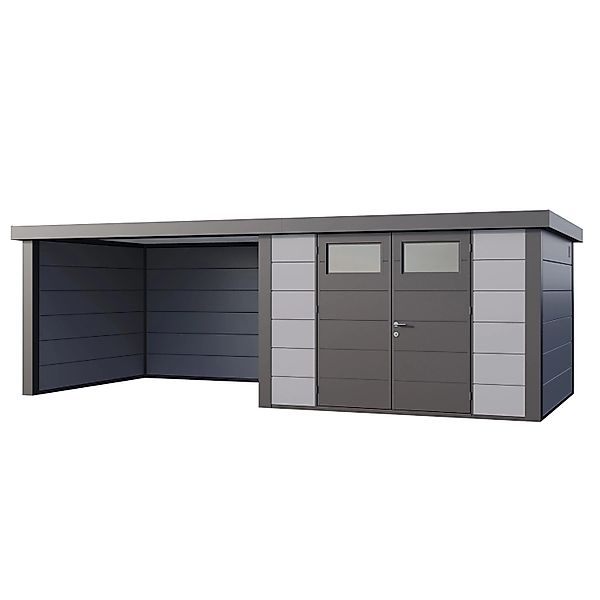 Gerätehaus Classico 3330 mit Lounge L Links 672 cm x 298 cm Hellgrau günstig online kaufen