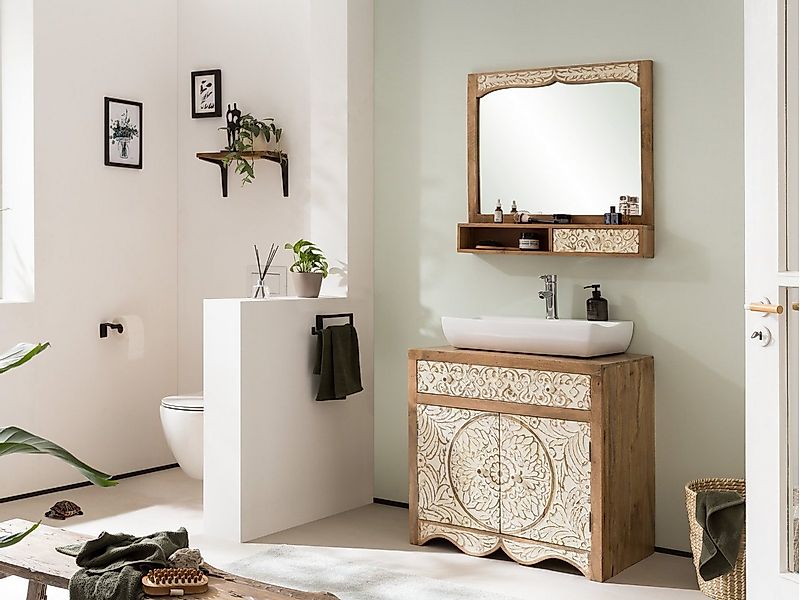 massivum Badspiegel Delhi 80cm Badspiegel mit Ablage und Schubkasten (1-St) günstig online kaufen