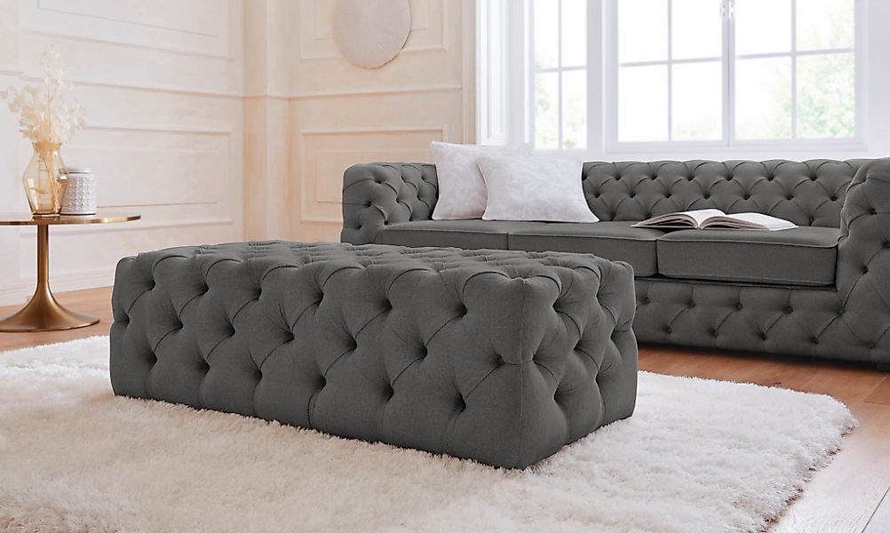 Home affaire Polsterhocker "Kalina", mit klassischer Chesterfield-Knopfheft günstig online kaufen