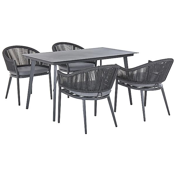 Beliani Gartentisch Set MILETO Dunkelgrau 80 x140 x75 günstig online kaufen