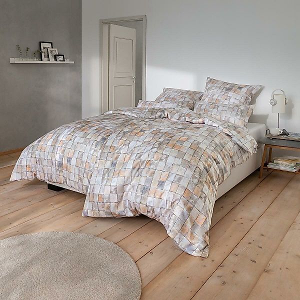 Estella Interlock Jersey Bettwäsche Paco 6853-195 Kariert Grau 135x200 günstig online kaufen