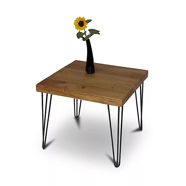 Balken Couchtisch 60x60 Cm Wildeiche Massivholz Beistelltisch Tisch günstig online kaufen