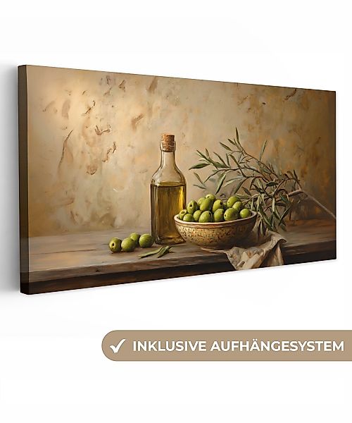 OneMillionCanvasses® Leinwandbild Panorama Oliven - Stilleben günstig online kaufen