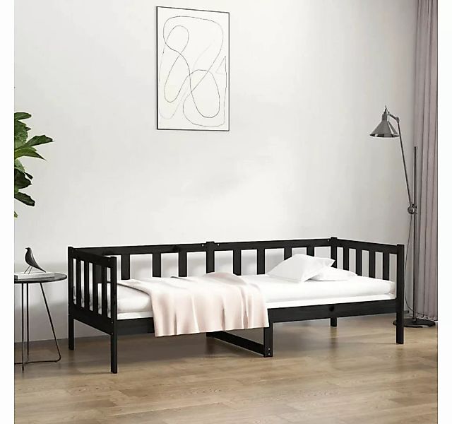 furnicato Bett Tagesbett Schwarz 80x200 cm Massivholz Kiefer günstig online kaufen