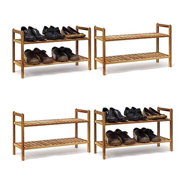 relaxdays Schuhregal 4 x Schuhregal Walnuss günstig online kaufen