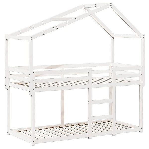 vidaXL Bett Etagenbett mit Dach Weiß 75x190 cm Massivholz Kiefer günstig online kaufen