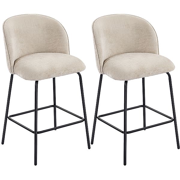 HOMCOM Barhocker 2er Set Barstuhl, Tresenhocker mit Fußstütze, Lehne, Cheni günstig online kaufen