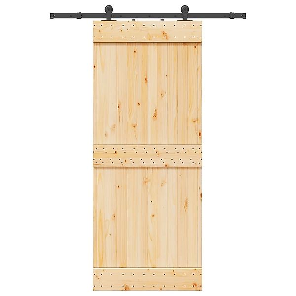 vidaXL Schiebetür mit Beschlag 85x210 cm Massivholz Kiefer 3332666 günstig online kaufen