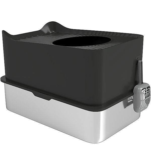 PawHut Katzentoilette aus Edelstahl XXL, 65L Kapazität, Katzentoilette, mit günstig online kaufen