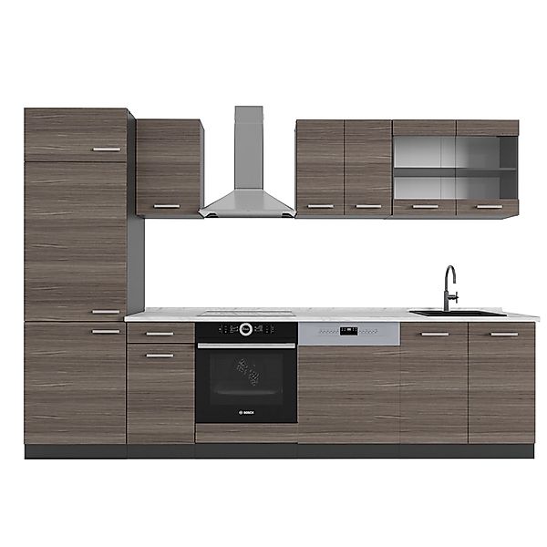 Vicco R-Line Küchenzeile Edelgrau/Anthrazit 300 cm AP Marmor ohne E-Geräte günstig online kaufen