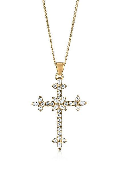 Elli Kette mit Anhänger Kreuz Zirkonia Marquise Religion 925 Sterling Silbe günstig online kaufen