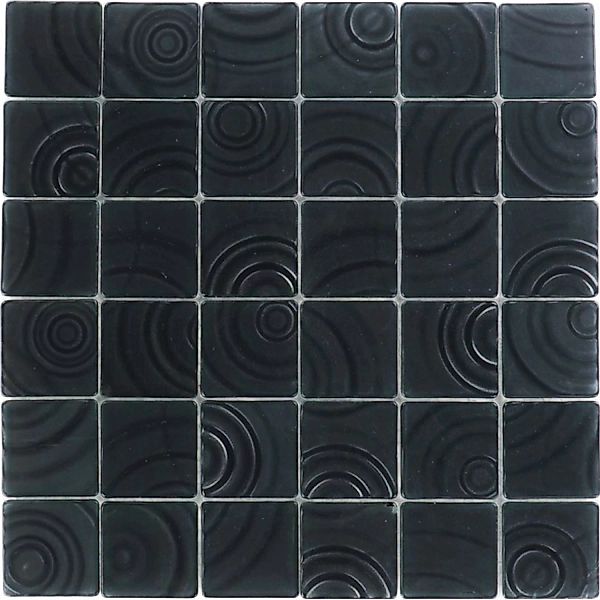 Glasmosaikmatte Curve Black 30 cm x 30 cm günstig online kaufen