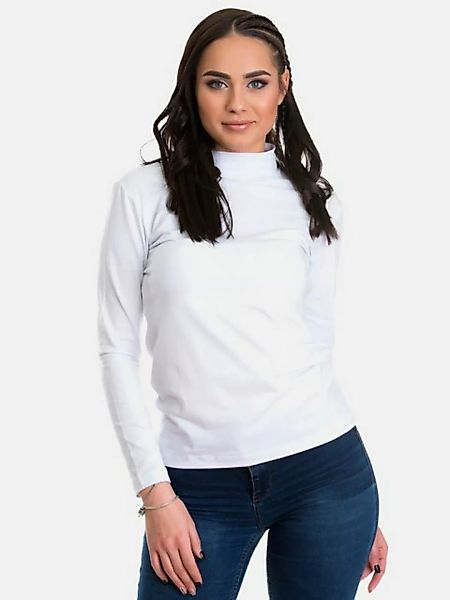 Evoni Langarmshirt Halbkragen Baumwolle Basic-Shirt günstig online kaufen