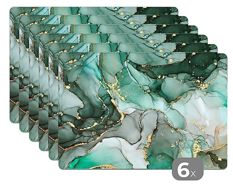 MuchoWow Platzset Gold - Marmor - Grün - Luxus - Marmoroptik/print - Grau, günstig online kaufen