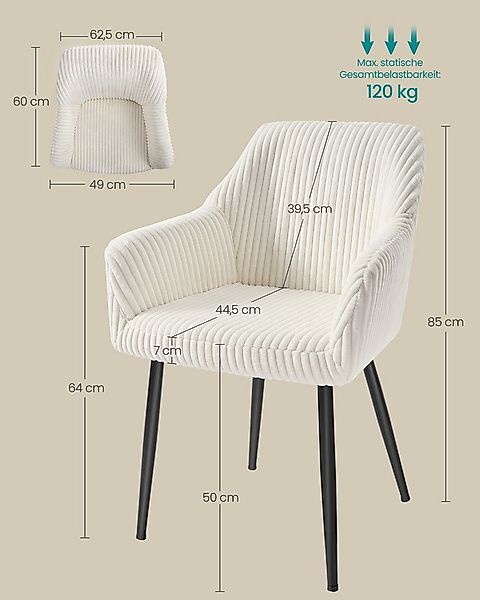 SONGMICS Esszimmerstuhl (4 St), 4er Set, Küchenstuhl, Sessel, Samt, Polster günstig online kaufen