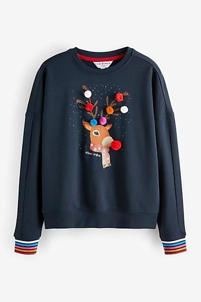 Next Sweatshirt Weihnachtspullover mit Rentieren und Bommeln (1-tlg) günstig online kaufen