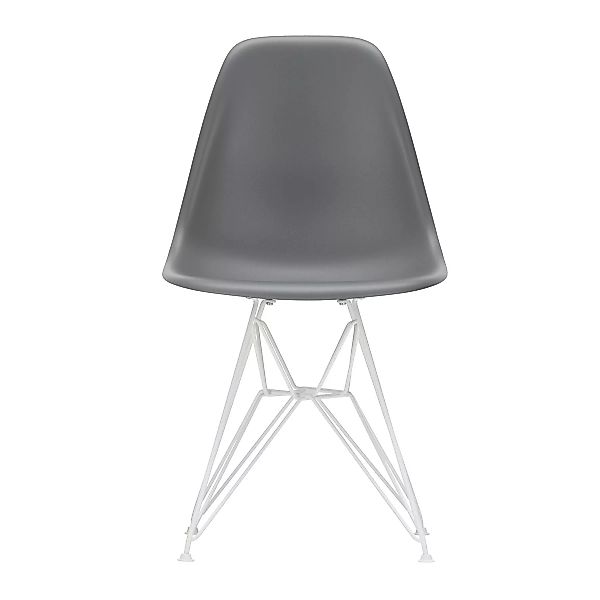 Vitra - Eames Plastic Side Chair DSR Gestell weiß - granitgrau/Sitzschale P günstig online kaufen