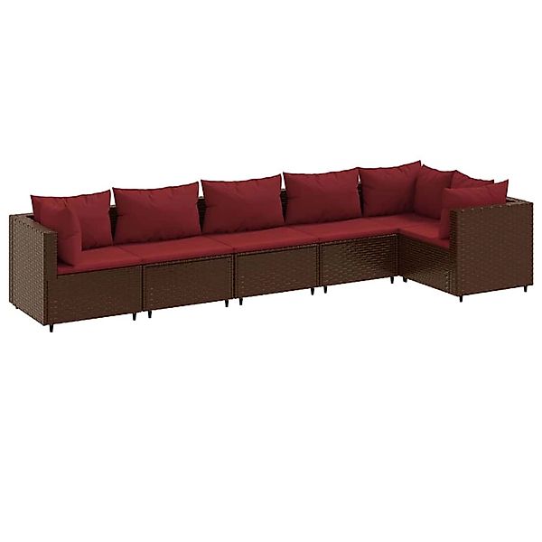 vidaXL 6-Tlg Garten-Lounge-Set mit Kissen Braun Poly Rattan 3308109 günstig online kaufen