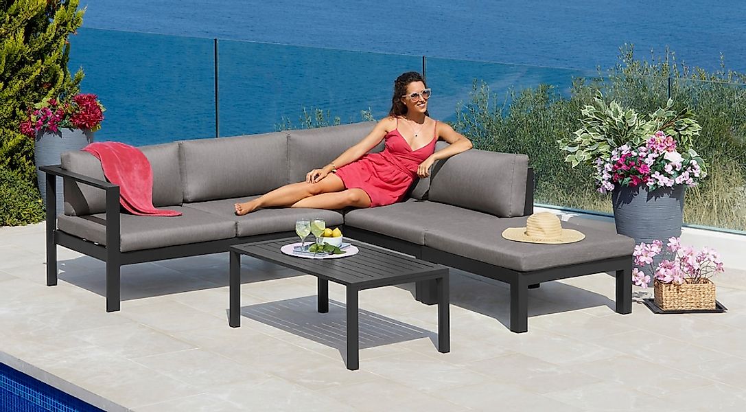 KONIFERA Gartenlounge-Set "Dubai" 14 Stk. tlg. Ecklounge, Tisch 100x59 cm, günstig online kaufen