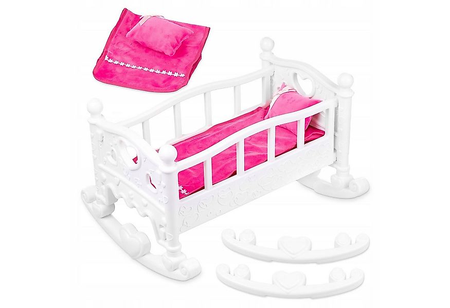 kinderplay Puppenwiege Puppenwiege mit Bettwäsche – 2in1 Schaukelbett – Rol günstig online kaufen