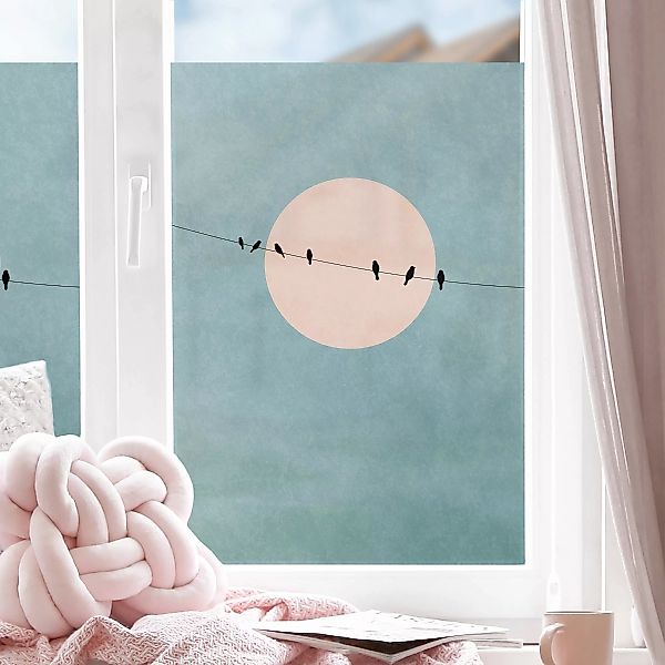 Fensterfolie Vögel vor rosa Sonne I günstig online kaufen
