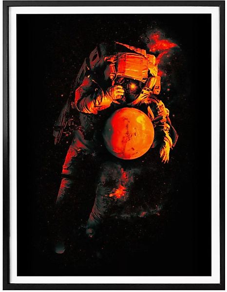 Wall-Art Poster "Astronaut Schwarz Mars Weltall", Astronaut, (1 St.) günstig online kaufen