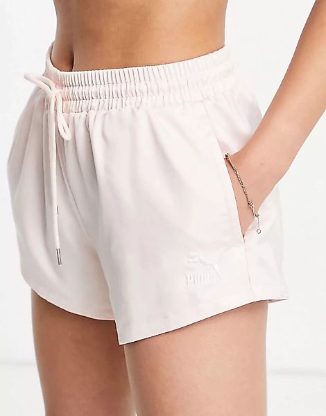 Puma – Summer Luxe – Satin-Shorts in Rosa günstig online kaufen